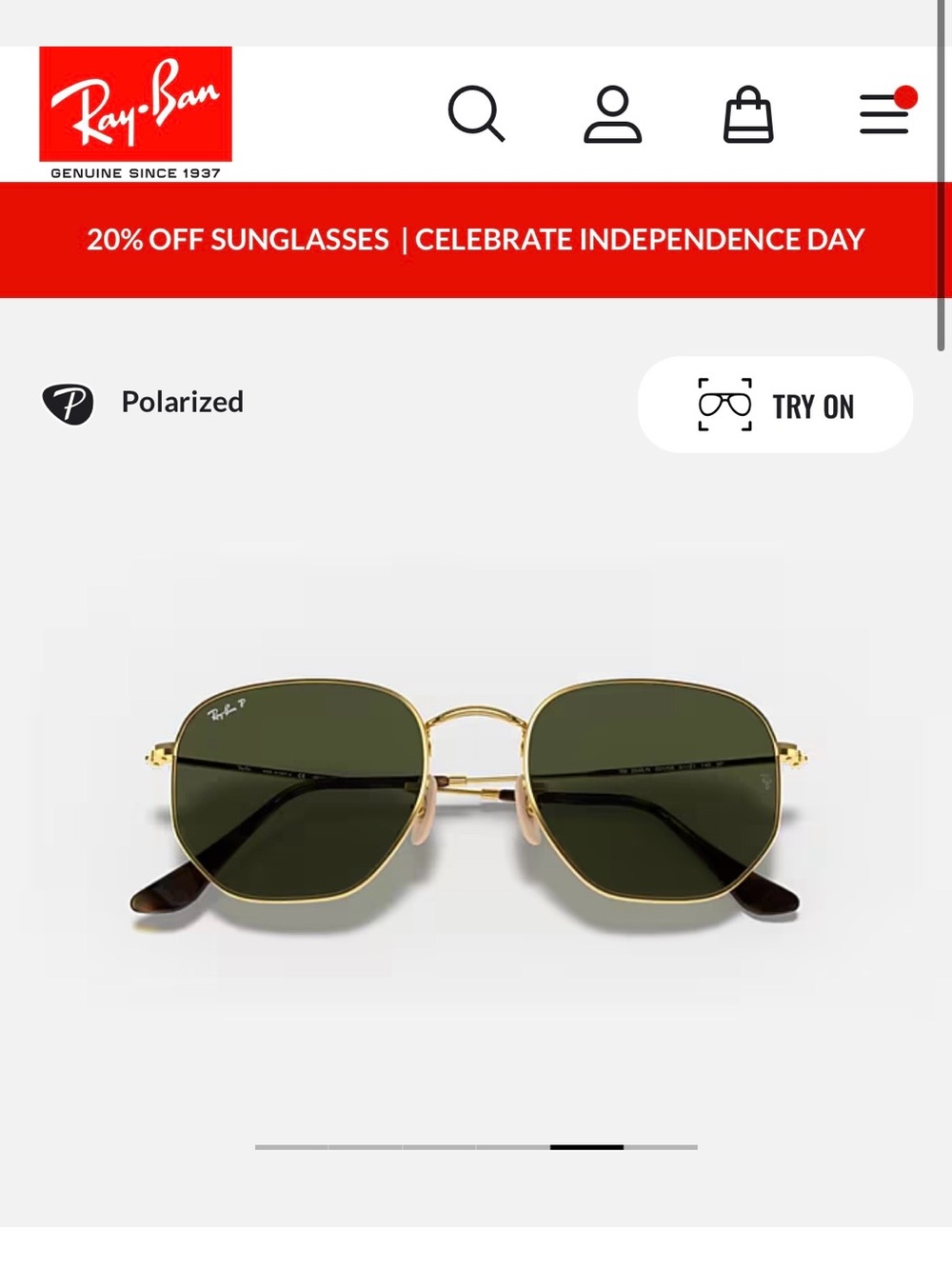 Ray-Ban Polarized Gold Frame Sunglasses with Green Lenses